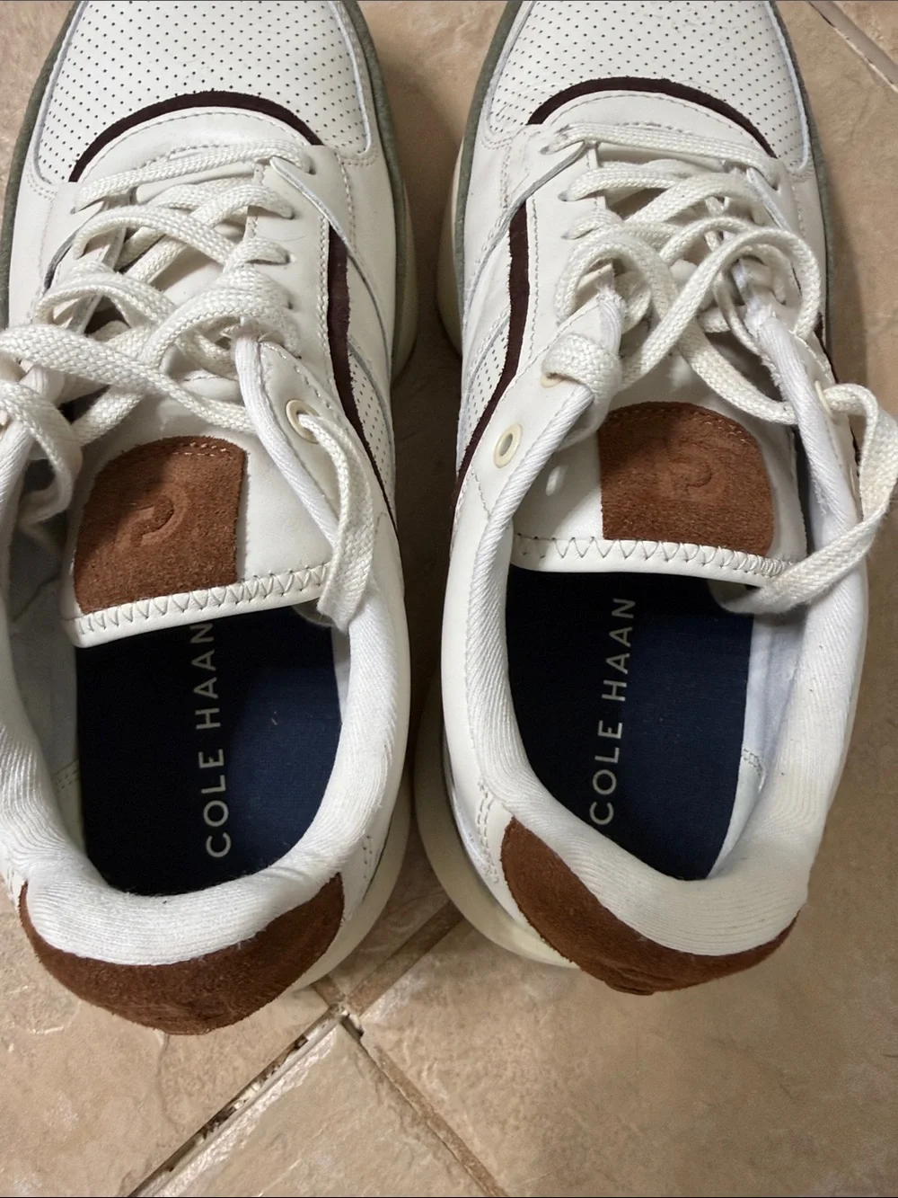 Cole Haan White, Olive & Brown Leather Sneakers